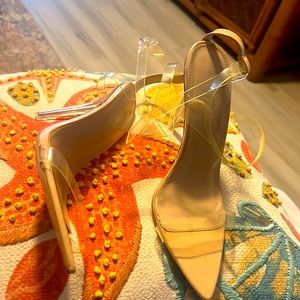 🌹FINAL PRICE! Public Desire GUC Twice 4” Clear Crisscross PVC Size 8 Heels!